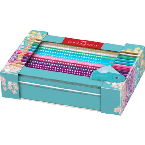 Matite colorate Faber-Castell Sparkle colori assortiti 20 matite + 1 temperino sleeve mini turchese - 201641